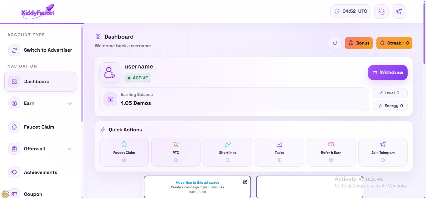 KiddyFaucet – Complete Crypto Faucet Script screenshot 2